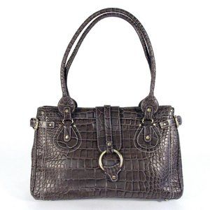 CHARLIE LAPSON Croc Embossed Brief Business Bag